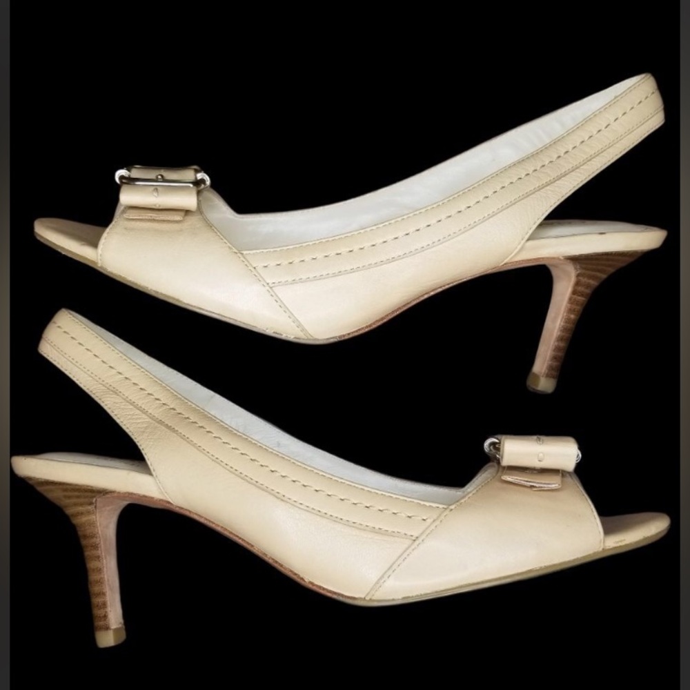 Coach Miranda Open-Toe Slingback in Cream sz 8.5